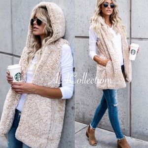 Faux Sherpa Fur Sleeveless Jacket